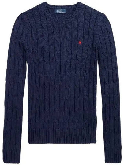 Embroidered Logo Pony Cable Knit Top Navy - POLO RALPH LAUREN - BALAAN 2