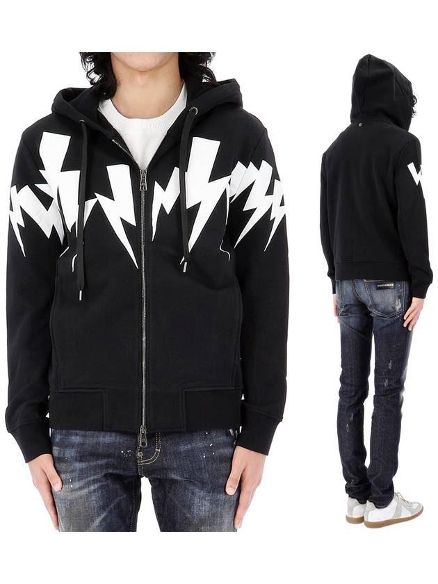 Lightning Bolt Zip Up Hoodie Black - NEIL BARRETT - BALAAN 2