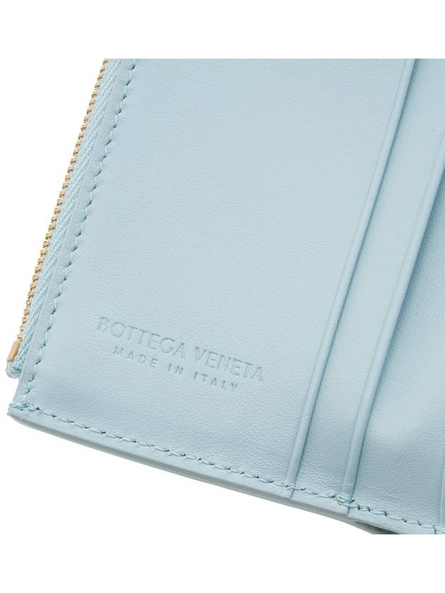 Cassette Tri-Fold Zipper Small Half Wallet Teal Washed - BOTTEGA VENETA - BALAAN 9