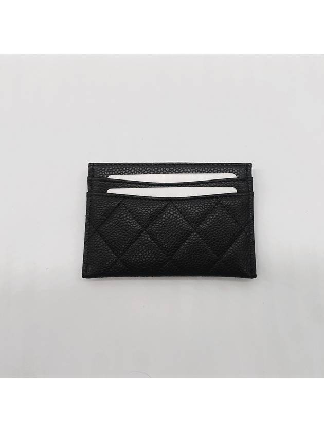 Gold CC Logo Caviar Card Wallet Black - CHANEL - BALAAN 4