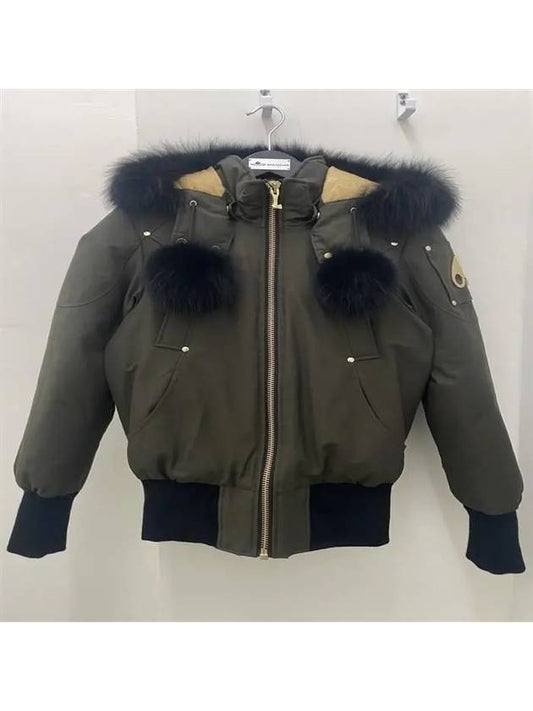 Women's Ballistic Gold Decoration Bomber Jacket Khaki - MOOSE KNUCKLES - BALAAN.