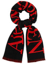 Oversized Logo Intarsia Muffler Black Red - ALEXANDER MCQUEEN - BALAAN 3