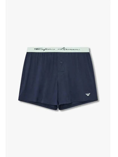 UNDERWEAR Men s Eagle Logo Embroidered Rayon Trunks Marine - EMPORIO ARMANI - BALAAN 1