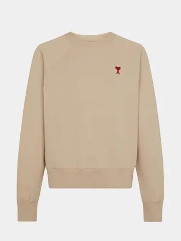 Cotton Heart Logo Sweatshirt Champagne - AMI - BALAAN 2