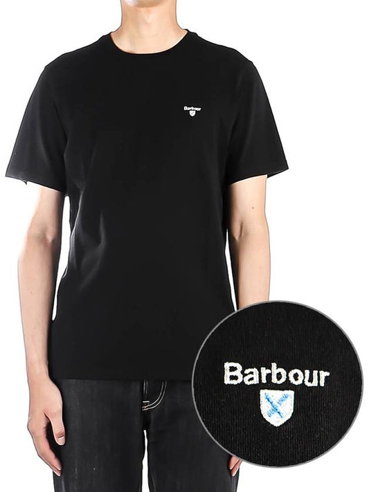 Men's Aboyne Logo Short Sleeve T-Shirt Black - BARBOUR - BALAAN.