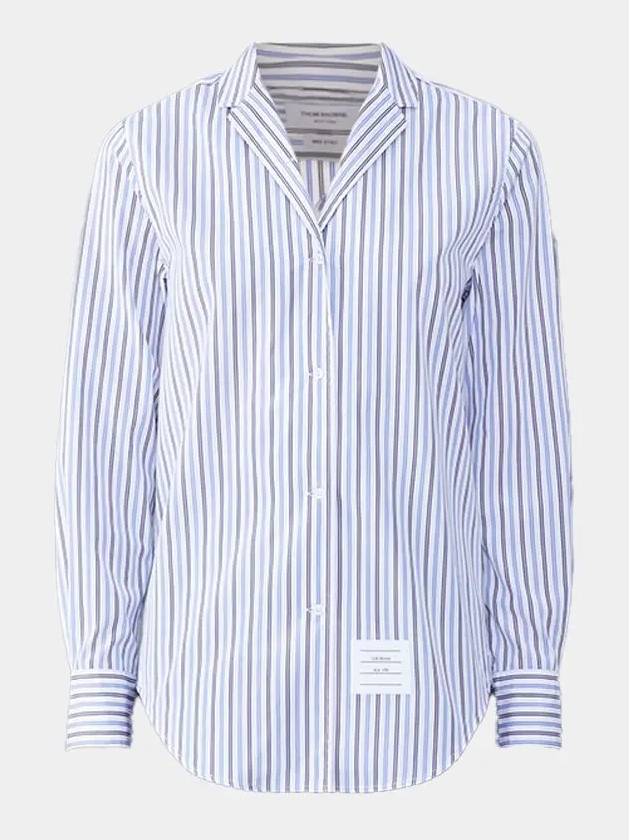 Striped Print Long Sleeve Shirt Blue - THOM BROWNE - BALAAN 2