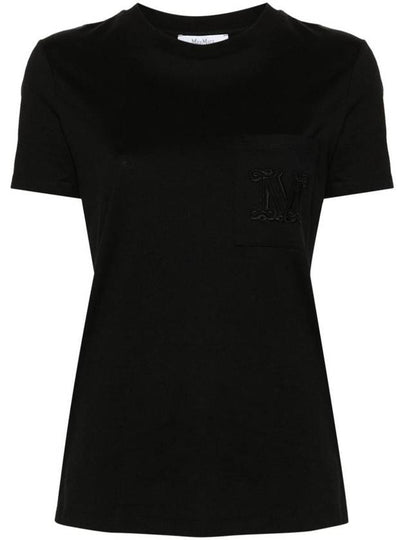 Embroidered Logo Crewneck Short Sleeve T-Shirt Black - MAX MARA - BALAAN 2