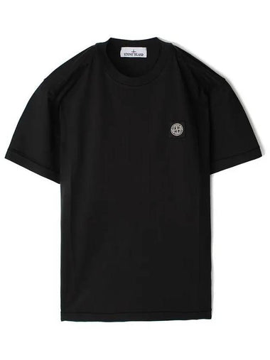 Logo Patch Short Sleeve T-Shirt Black - STONE ISLAND - BALAAN 1