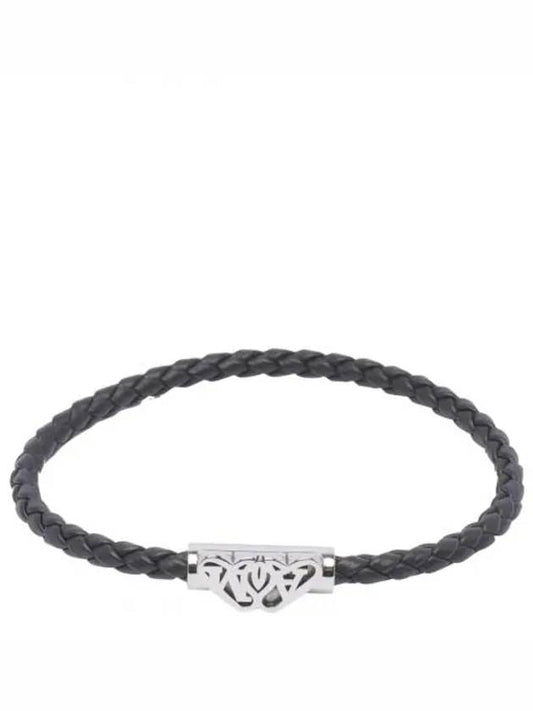 Seal Logo Leather Bracelet Black - ALEXANDER MCQUEEN - BALAAN 2