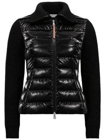 Padded wool zip up cardigan black - MONCLER - BALAAN 1