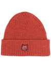 Bold Fox Head Patch Ribbed Beanie Red - MAISON KITSUNE - BALAAN 1