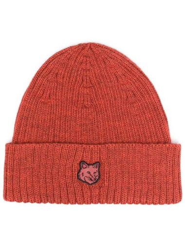 Bold Fox Head Patch Ribbed Beanie Red - MAISON KITSUNE - BALAAN 1