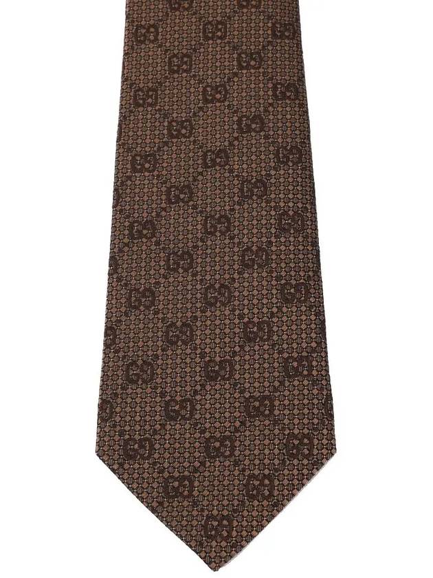 GG Silk Jacquard Tie Brown - GUCCI - BALAAN 4