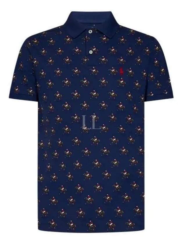 Pony Print All Over Polo Shirt Navy - POLO RALPH LAUREN - BALAAN 2