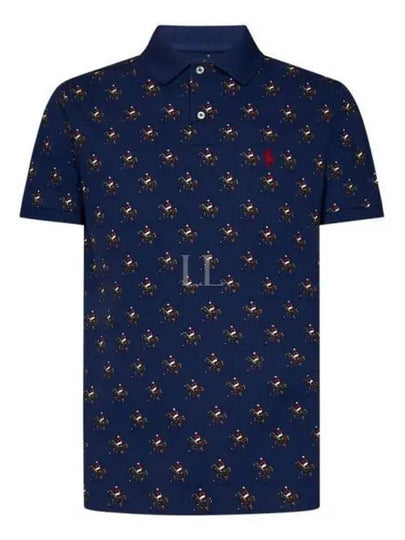 Pony Print All Over Polo Shirt Navy - POLO RALPH LAUREN - BALAAN 2