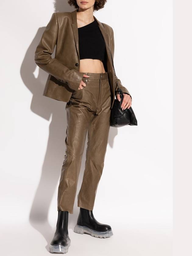 Rick Owens Leather Blazer, Women's, Brown - RICK OWENS - BALAAN 2