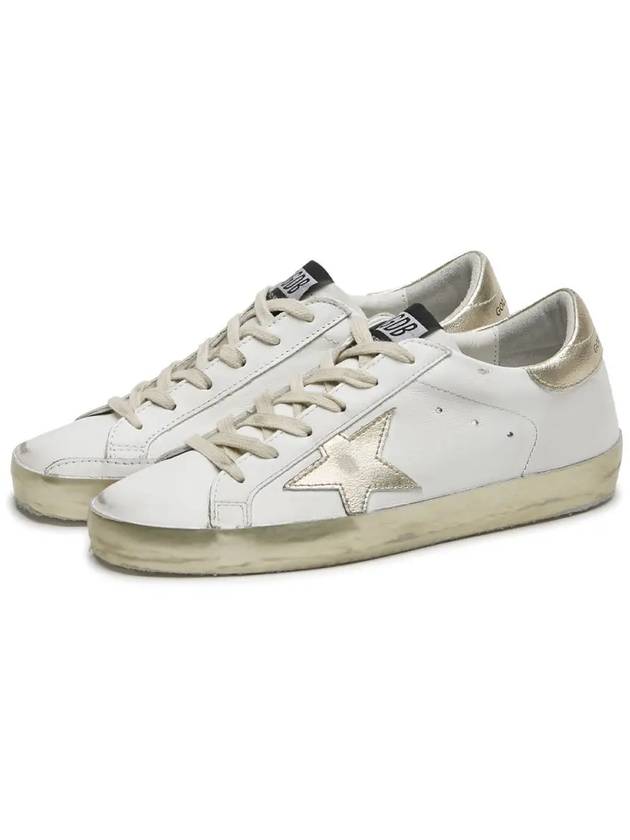 Women's Gold Sparkle Foxing Metal Stud Lettering Superstar Low Top Sneakers White - GOLDEN GOOSE - BALAAN 4