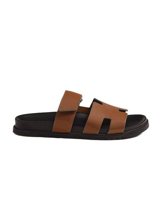 Chypre H Logo Calfskin Sandals Natural Gold - HERMES - BALAAN 1