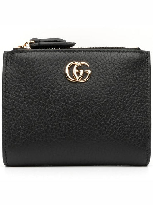 GG Gold Hardware Marmont Leather Zipper Bi-fold Wallet Black - GUCCI - BALAAN 2