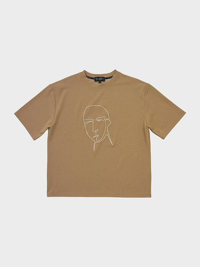 Drawing Embroidery Short Sleeve T-Shirt Cocoa - FFEFF STUDIO - BALAAN 2