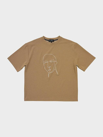 Drawing Embroidery Short Sleeve T-Shirt Cocoa - FFEFF STUDIO - BALAAN 1