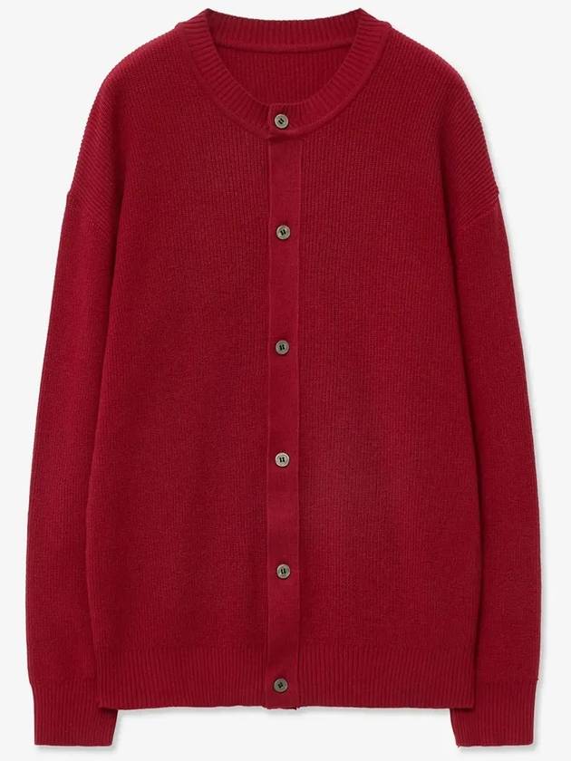 Soft Round Neck Knit Cardigan Deep Red - BLONDNINE - BALAAN 4