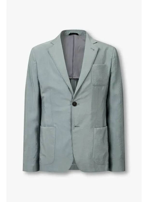 Men s No cheat Lapel Silk Single Jacket Turquoise - GIORGIO ARMANI - BALAAN 1