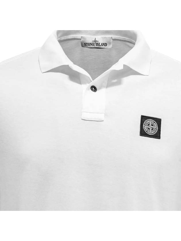 Men's Logo Patch Short Sleeve Cotton Polo Shirt White - STONE ISLAND - BALAAN 5