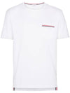 Men's Medium Weight Jersey Tipped Pocket Crewneck Short Sleeve T-Shirt White - THOM BROWNE - BALAAN 1