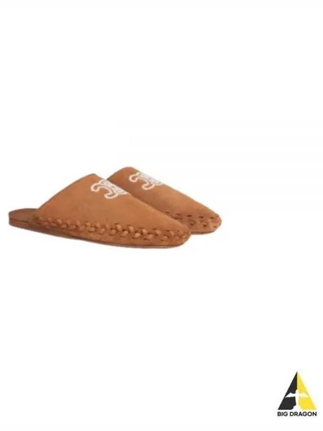 Marlou Triomphe Embroidered Suede Calfskin Mule Cognac - CELINE - BALAAN 2