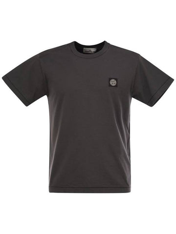 Short-sleeved T-shirt with Compass logo patch - STONE ISLAND - BALAAN 1