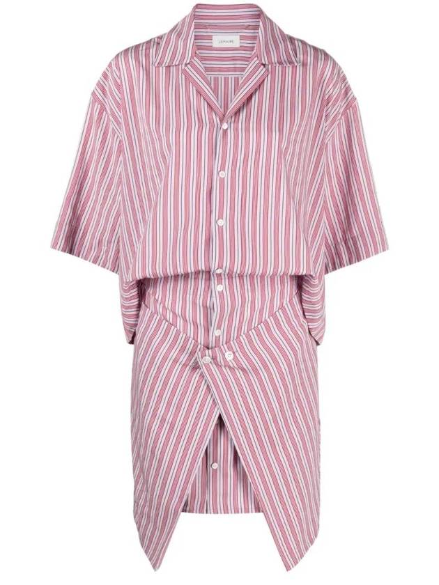 Camp Collar Striped Shirt Short Dress Pink - LEMAIRE - BALAAN 1