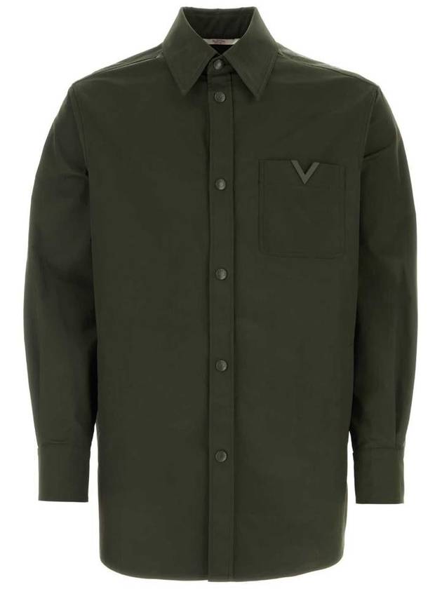 V logo nylon shirt jacket olive - VALENTINO - BALAAN 2