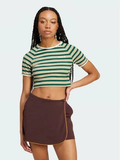 80s Rib Stripe Crop Baby Short Sleeve T Shirt Green - ADIDAS - BALAAN 2