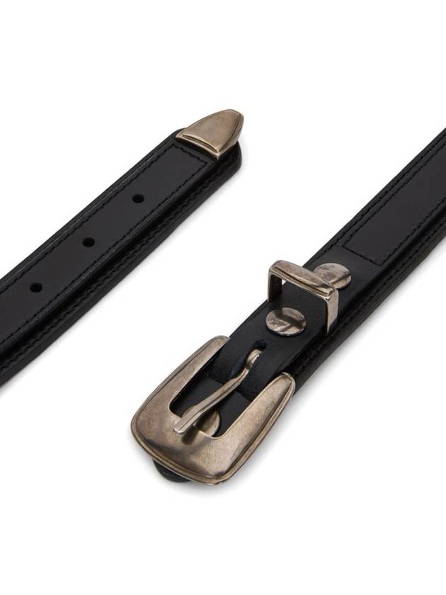 Minimal Western Cow Leather Belt Black - LEMAIRE - BALAAN 4