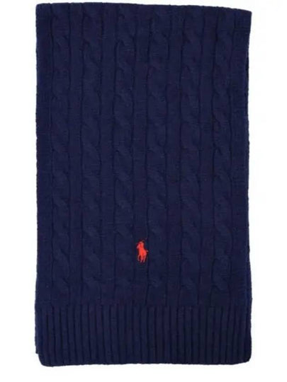 Cable Knit Muffler Navy - POLO RALPH LAUREN - BALAAN 2