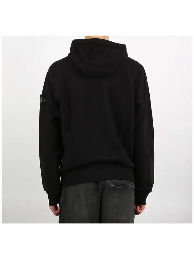 Logo Patch Brushed Cotton Hoodie Black - STONE ISLAND - BALAAN 5