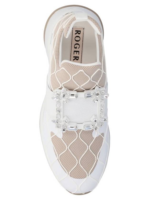 Technical Strass Buckle Low-Top Sneakers Beige White - ROGER VIVIER - BALAAN 5