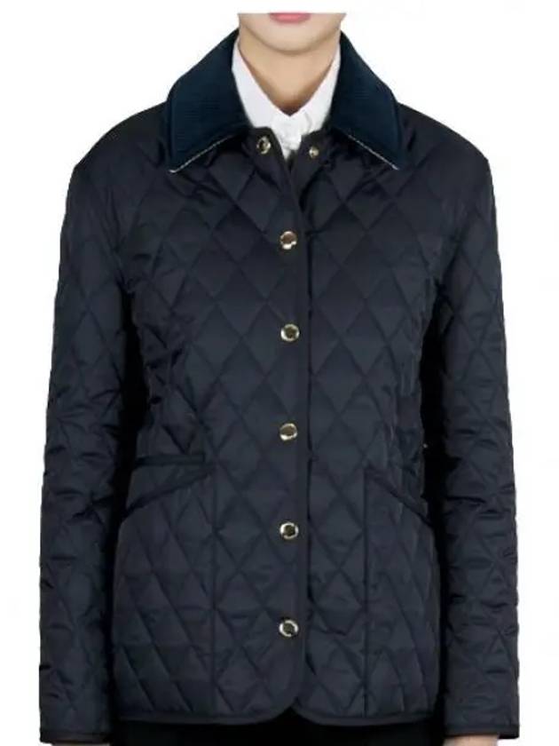 Corduroy Collar Quilted Jacket Navy - BURBERRY - BALAAN 2