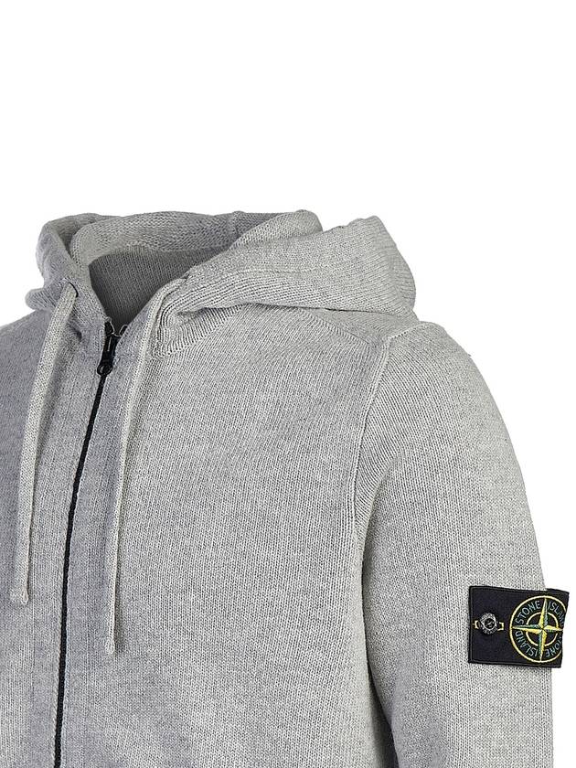 Waffen Patch Knit Zip Up Hoodie Light Grey - STONE ISLAND - BALAAN 6