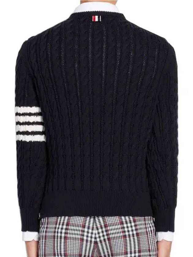 Diagonal Armband Cable Knit Top Navy - THOM BROWNE - BALAAN 4