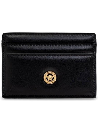 Logo Leather Card Wallet Black - VERSACE - BALAAN 1