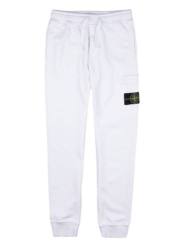 Men's Wappen Patch Cotton Fleece Track Pants White - STONE ISLAND - BALAAN 10