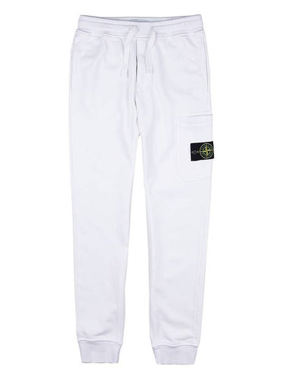 Men's Wappen Patch Cotton Fleece Track Pants White - STONE ISLAND - BALAAN 2