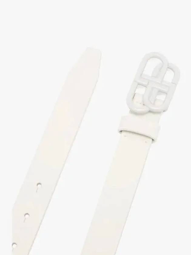 Buckle BB Logo Thin Leather Belt White - BALENCIAGA - BALAAN 5