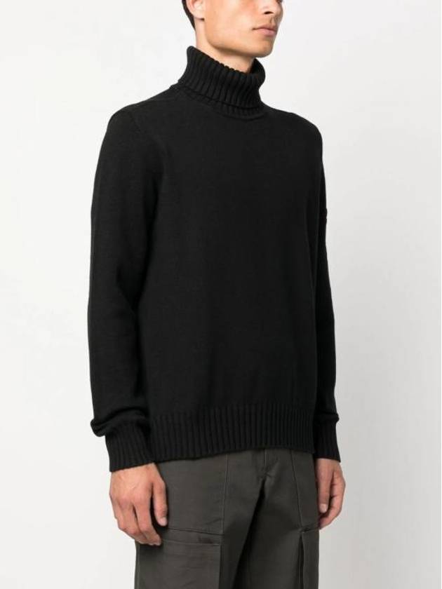 Wappen Patch Loose Fit Cotton Turtleneck Black - STONE ISLAND - BALAAN 4