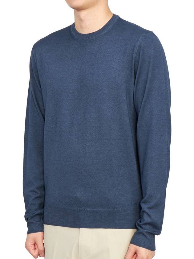 Men's Crew Neck Wool Knit Blue - DRUMOHR - BALAAN 3