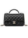 Gold Hardware Top Handle Mini Lambskin Flap Cross Bag Black - CHANEL - BALAAN 2