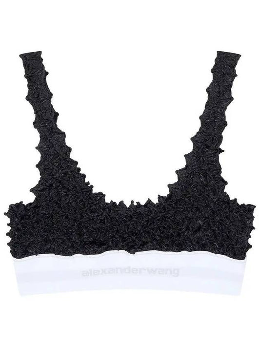 Shibori Textured Bra Top Black - ALEXANDER WANG - BALAAN 1