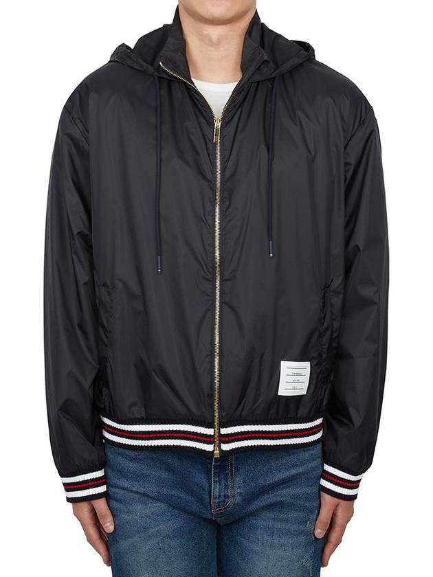 Logo Patch Ripstop Track Jacket Navy - THOM BROWNE - BALAAN 3